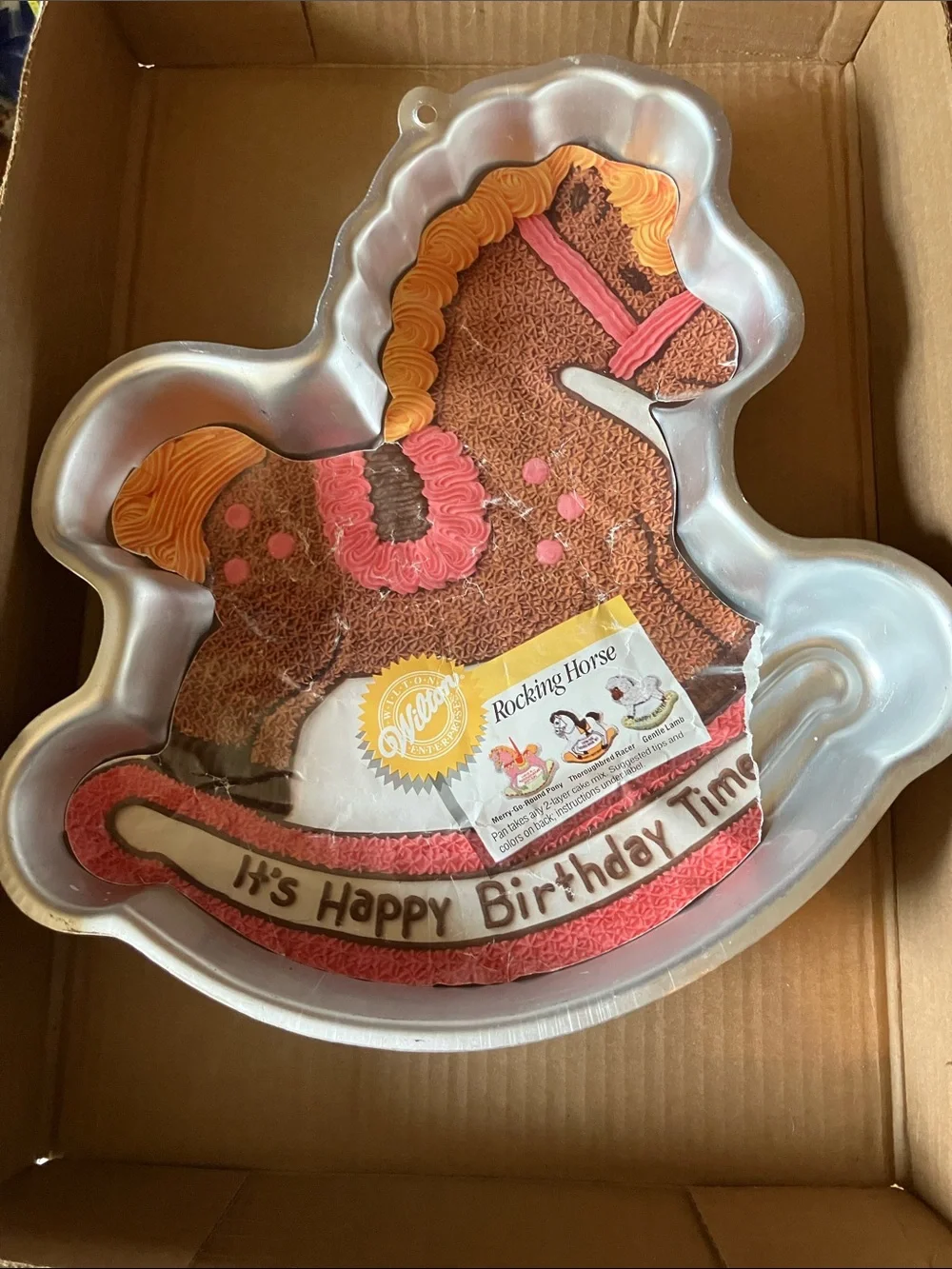 Wilton Rocking Horse Cake Pan with Pink and Gold Accents